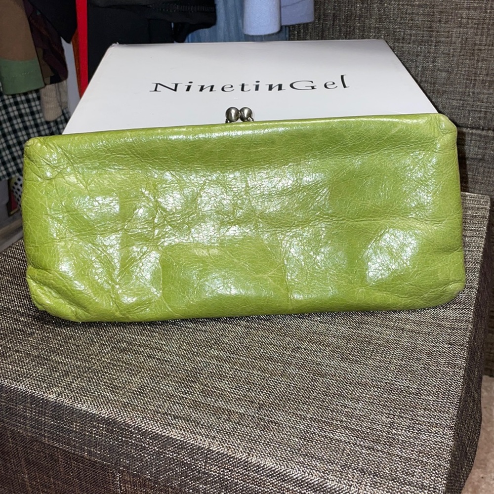 Lime green genuine leather clutch purse